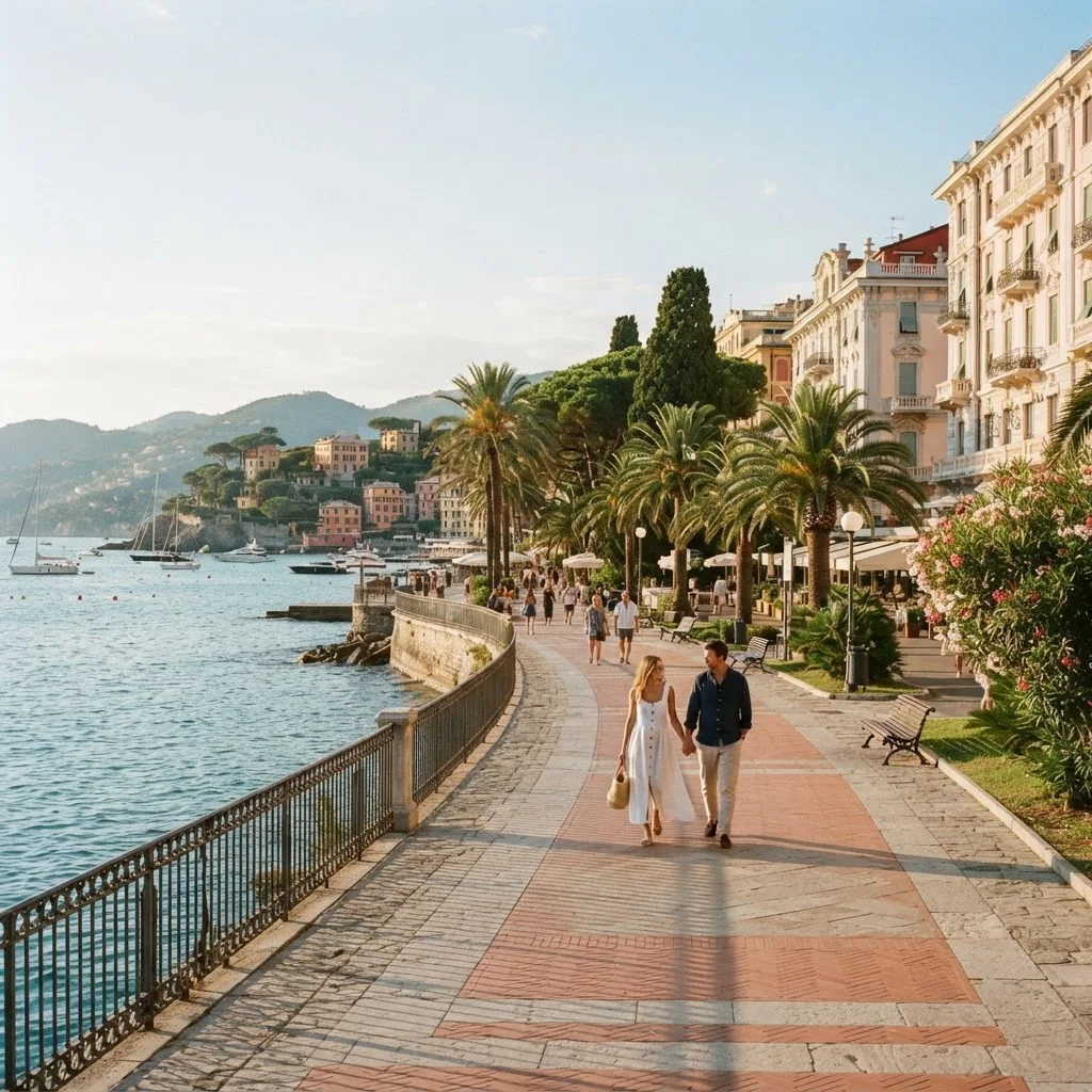 Mediterrane Küstenpromenade (KI-generiertes Bild)